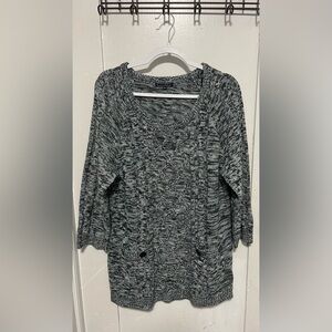 Effeci 2X Black & Gray Textured Knit Cardigan – Cozy Layering Piece